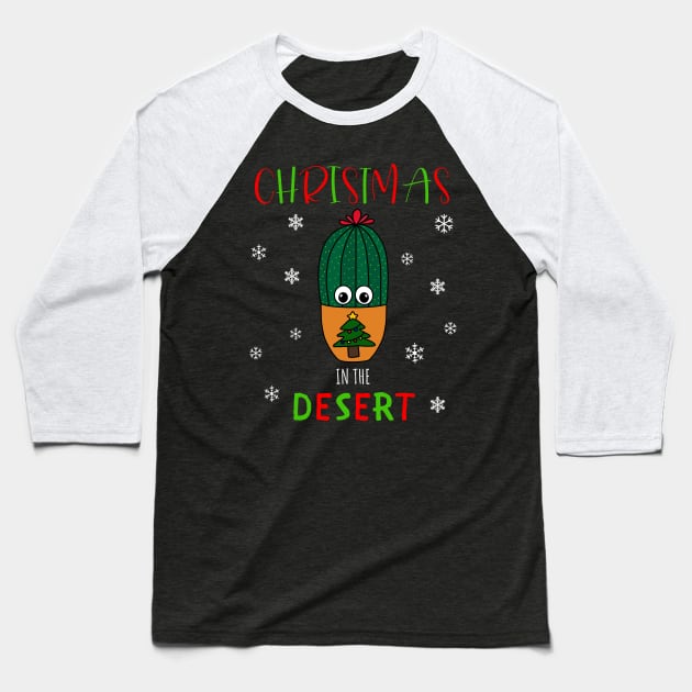 Christmas In The Desert - Cactus In Christmas Tree Pot Baseball T-Shirt by DreamCactus